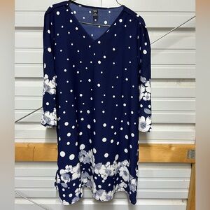 Navy and White Polka Dot Long Sleeve Dress